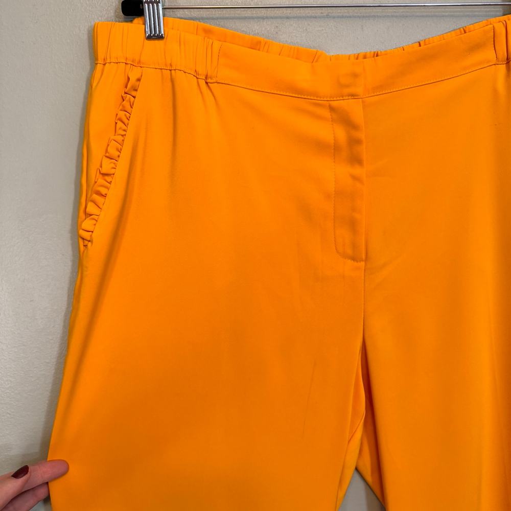 Anthology Trouser Pants Plus 16 Yellow Straight Leg Ruffles High Rise Flat Front - Picture 3 of 8